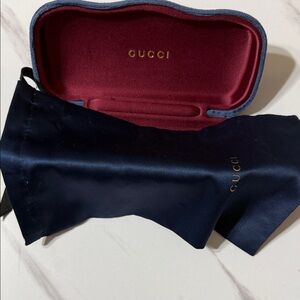 Gucci Red and Blue Eyeglass Case with Cloth